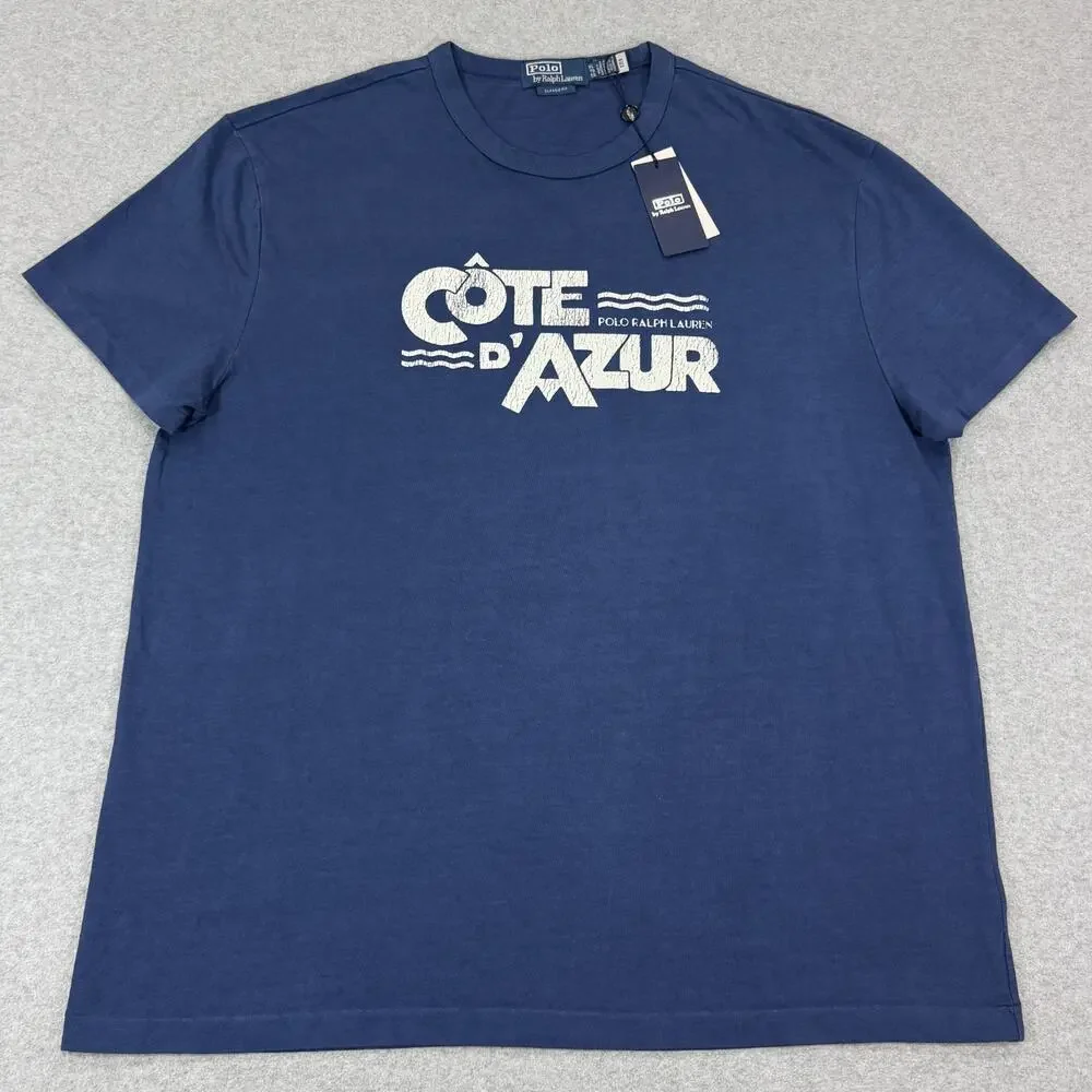 Polo Ralph Lauren Côte D'Azur Classic Fit T Shirt Men's XL Navy Blue Cotton NWT
